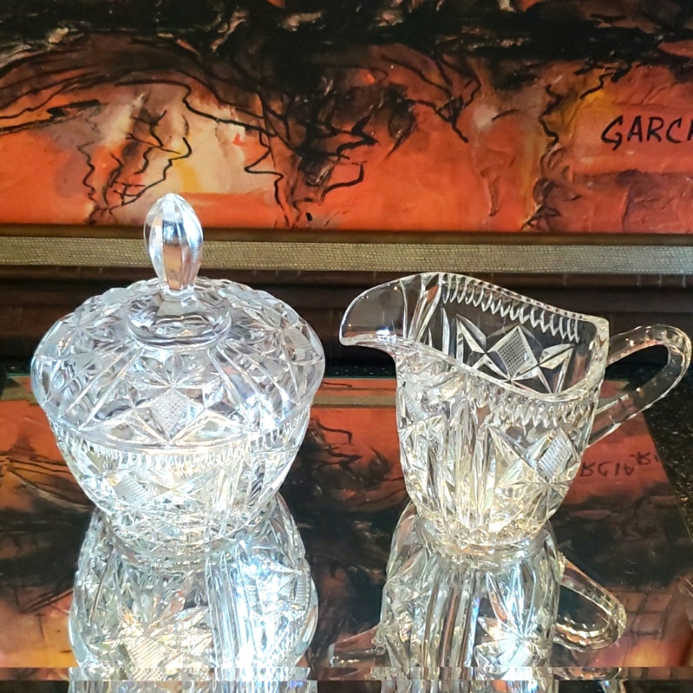 Beyer Bleikristall 24% Lead Crystal Creamer Sugar Bowl Made In Germany
